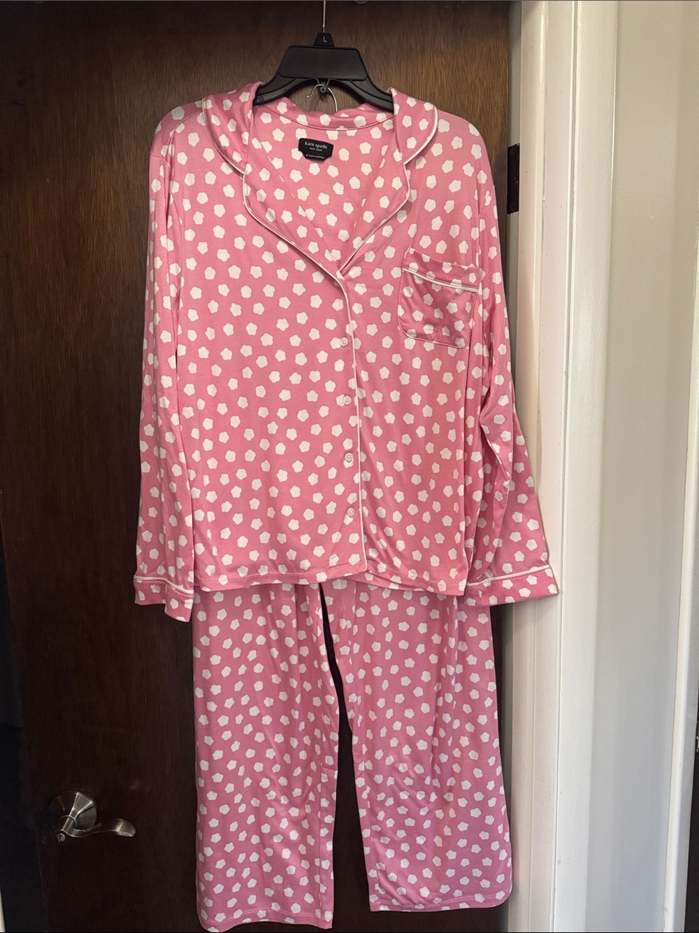 kate spade Pink Cloud-Pattern Two-Piece Pajama Set